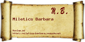 Miletics Barbara névjegykártya